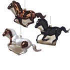 Running Horses Glass Christmas Ornaments 3pc Set