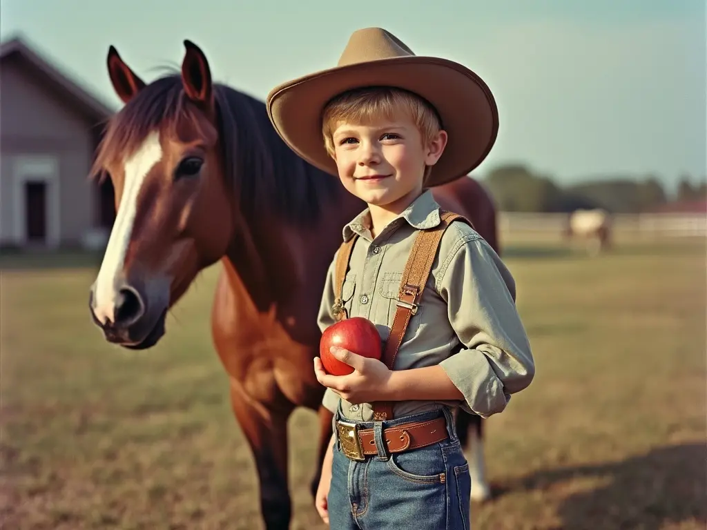 boy with a horse in the 1960s