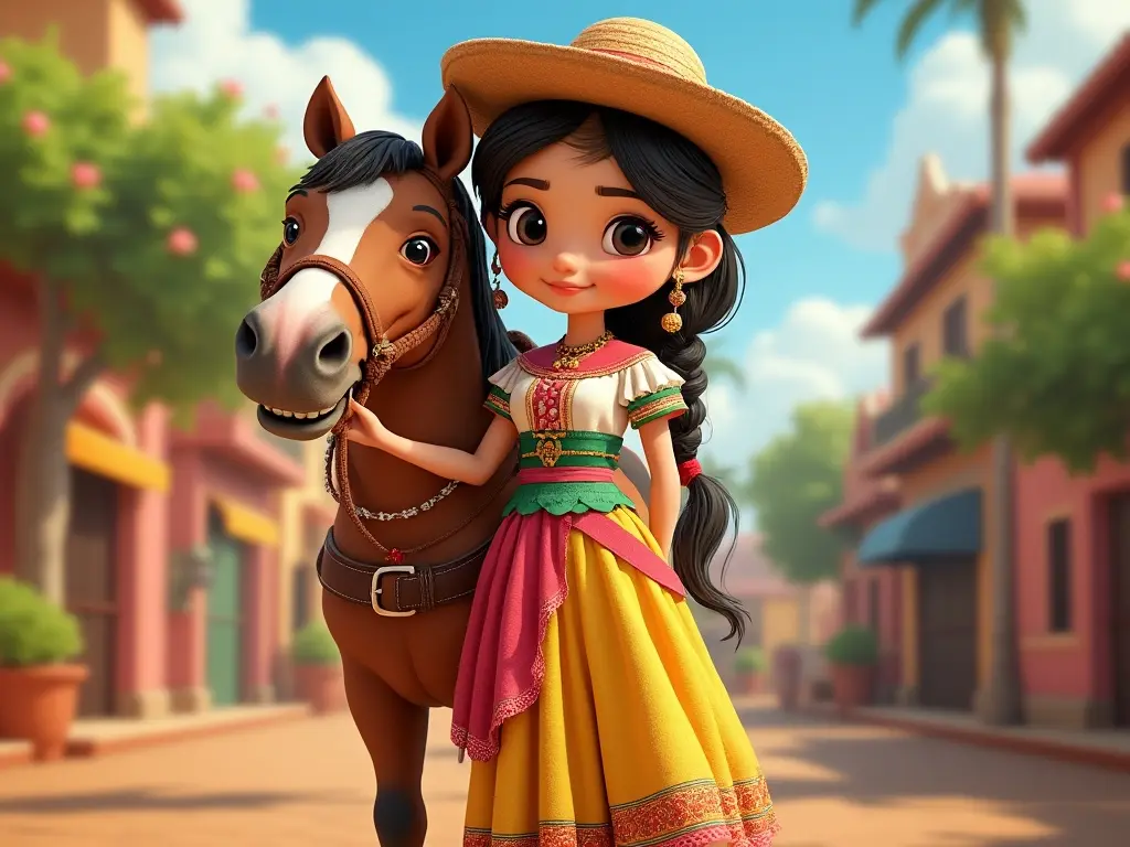 3D character of a girl with a horse