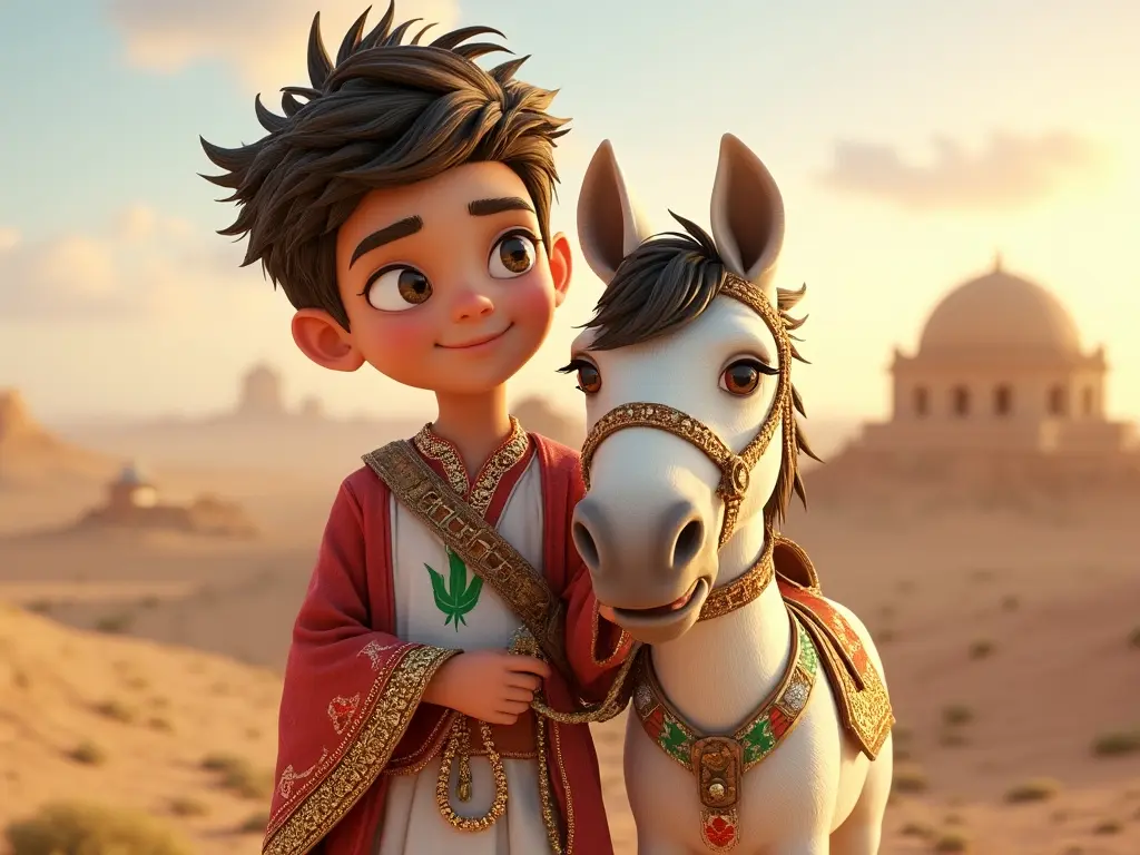 3D character of a boy with a horse