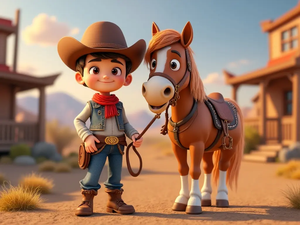 3D character of a boy with a horse