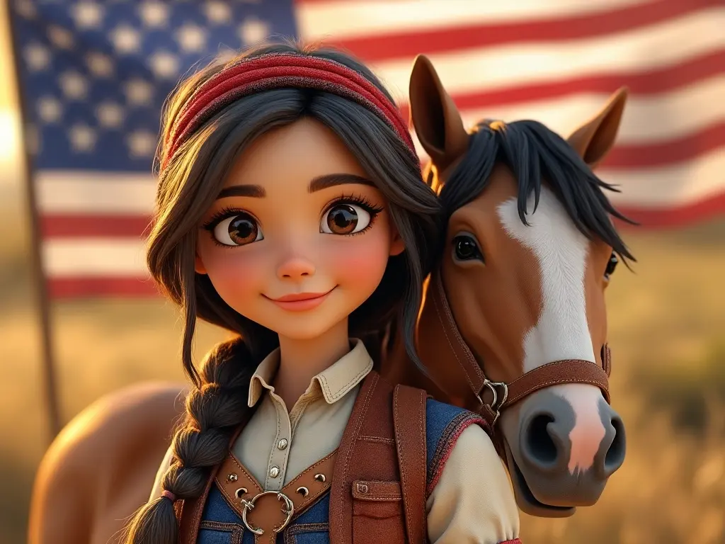 3D character of a girl with a horse