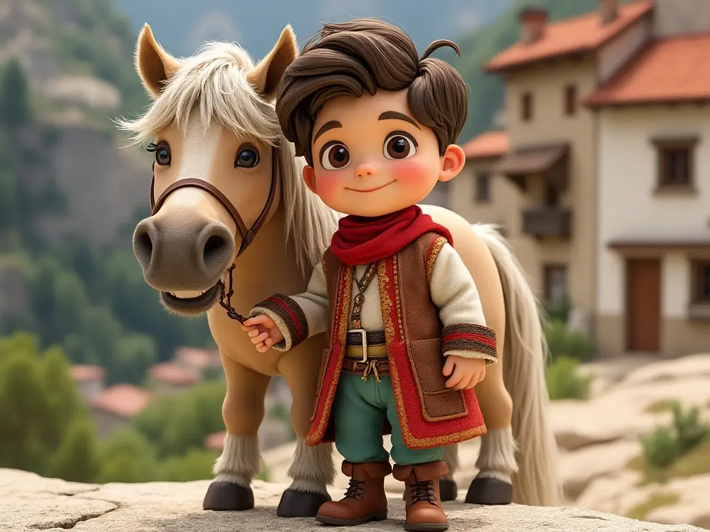 3D character of a boy with a horse