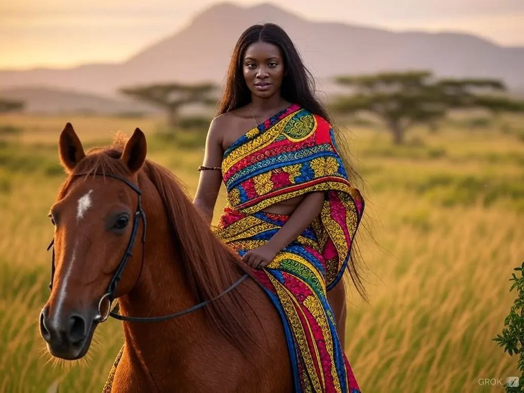 Traditional Angolan woman with a horse