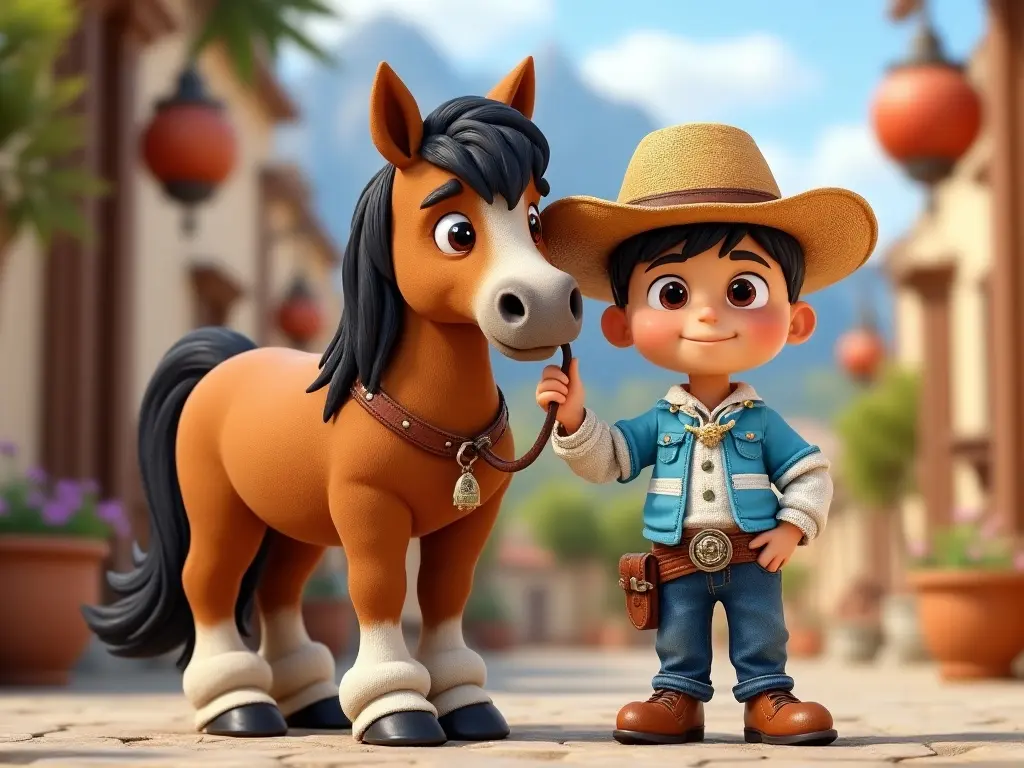 3D character of a boy with a horse