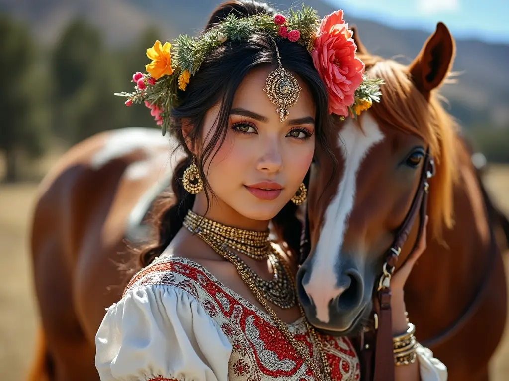 Traditional Argentinian woman with a horse