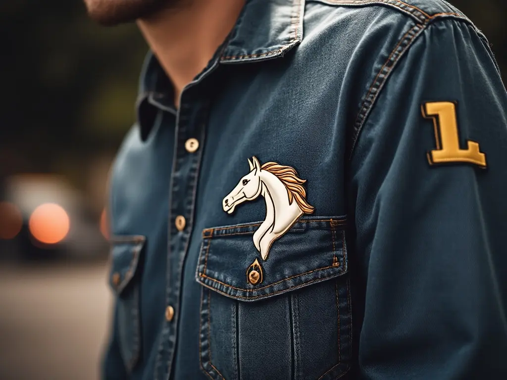 man's shirt with a horse logo