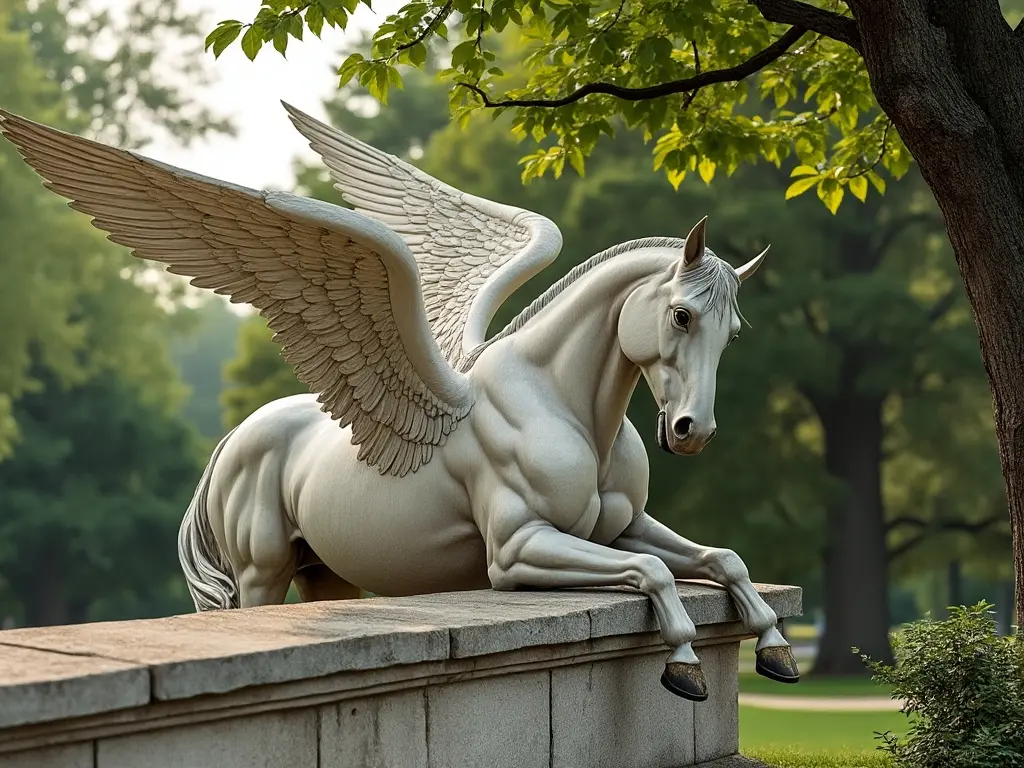 a horse statue with wings