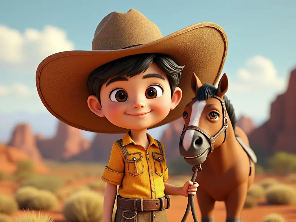 3D character of a boy with a horse
