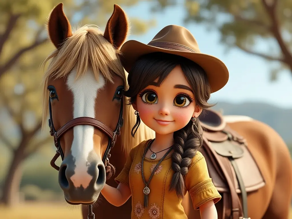 3D character of a girl with a horse