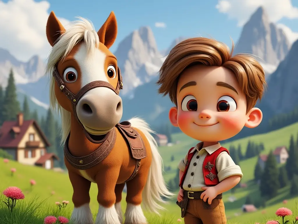 3D character of a boy with a horse