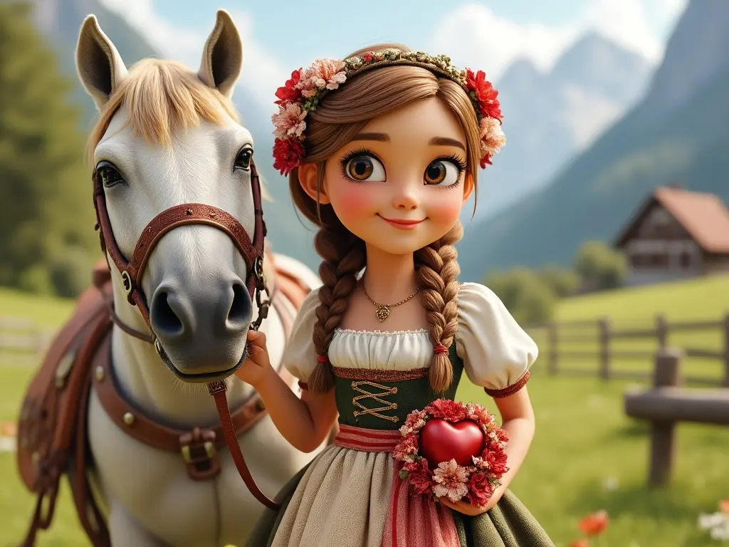 3D character of a girl with a horse