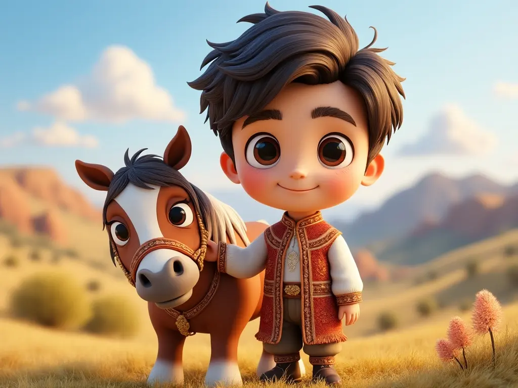 3D character of a boy with a horse