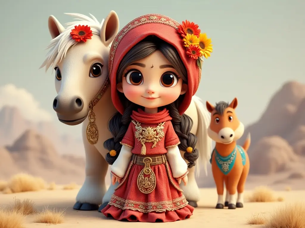 3D character of a girl with a horse