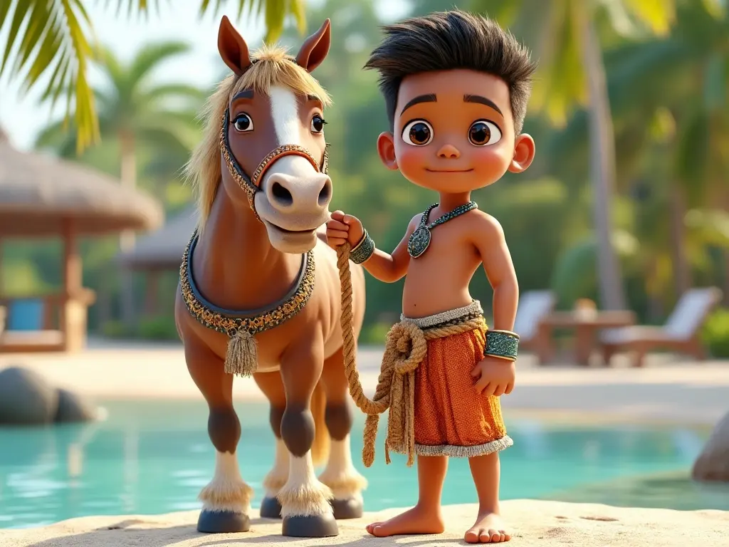 3D character of a boy with a horse