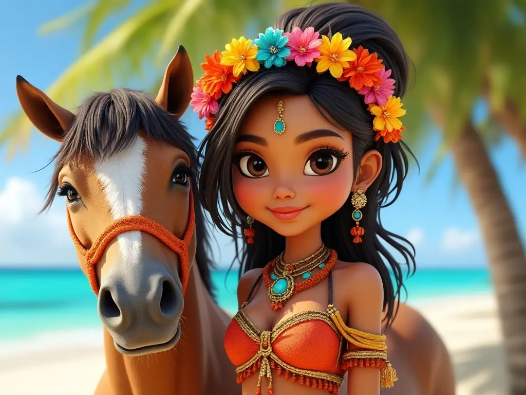 3D character of a girl with a horse