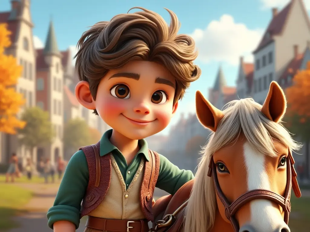 3D character of a boy with a horse