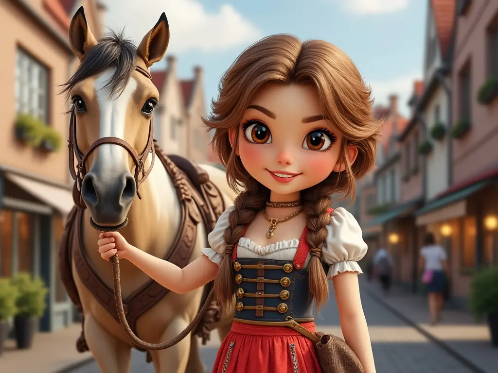 3D character of a girl with a horse