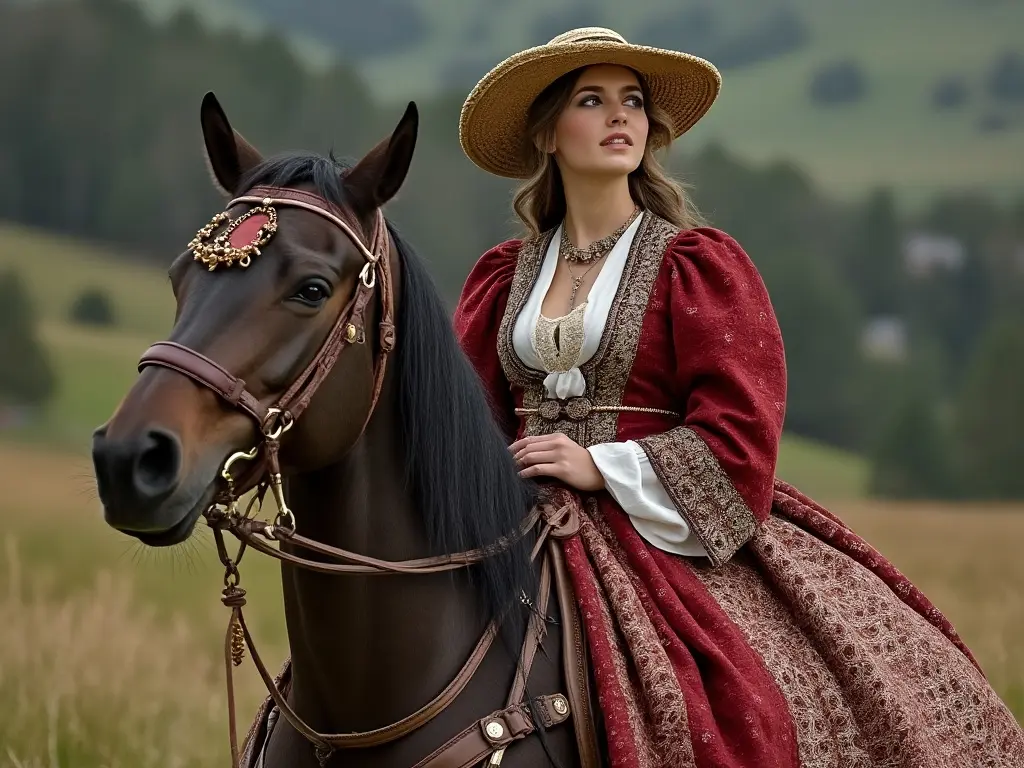 Traditional Belgian woman with a horse