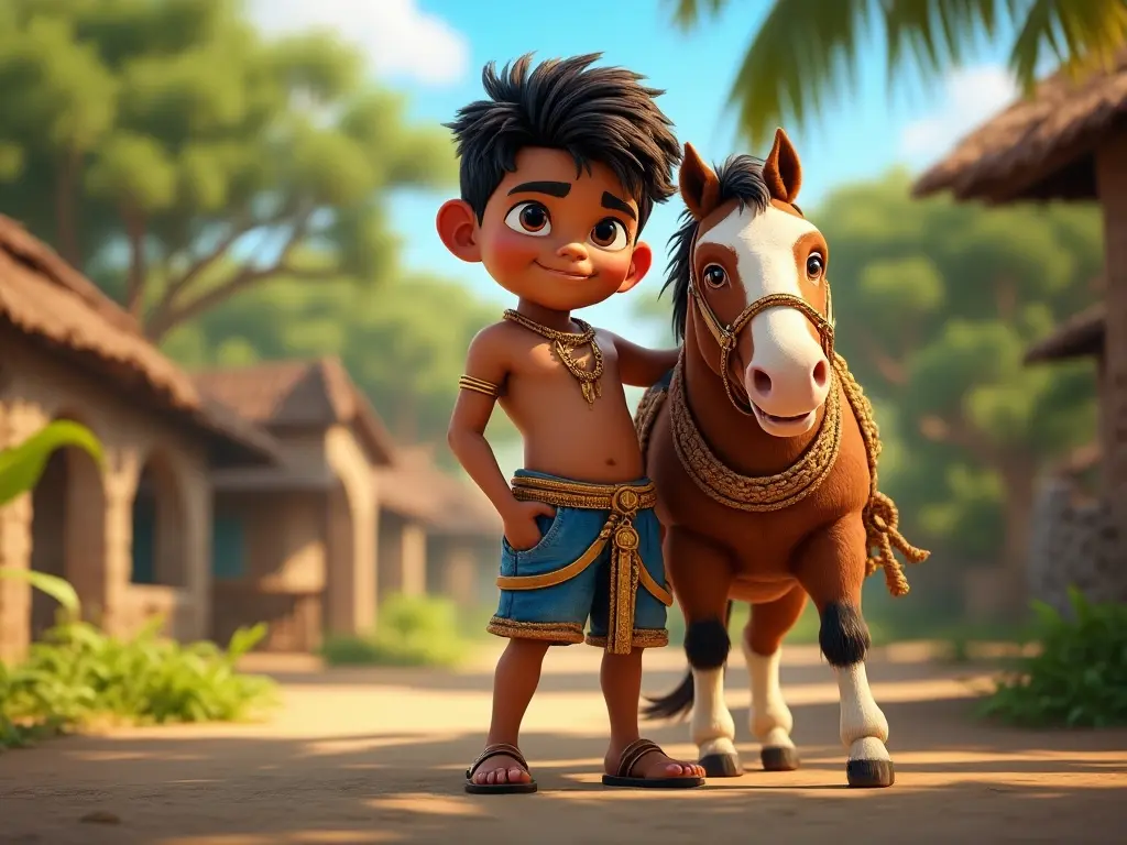 3D character of a boy with a horse