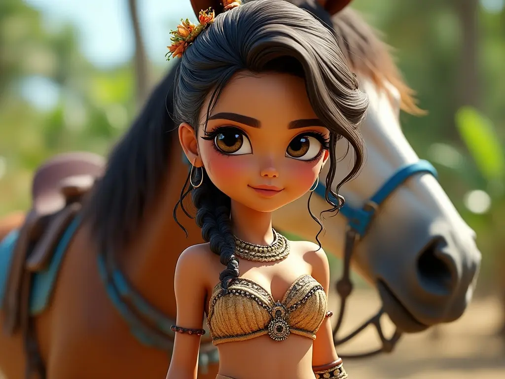 3D character of a girl with a horse