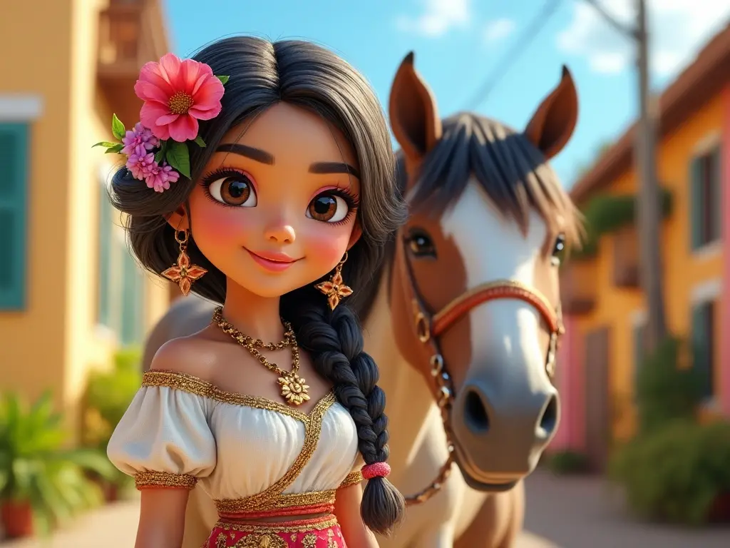 3D character of a girl with a horse