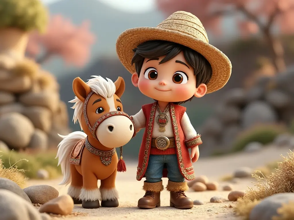 3D character of a boy with a horse