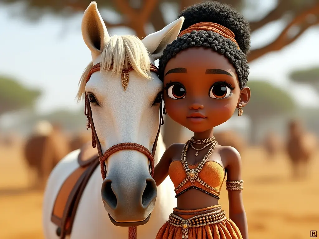 3D character of a girl with a horse