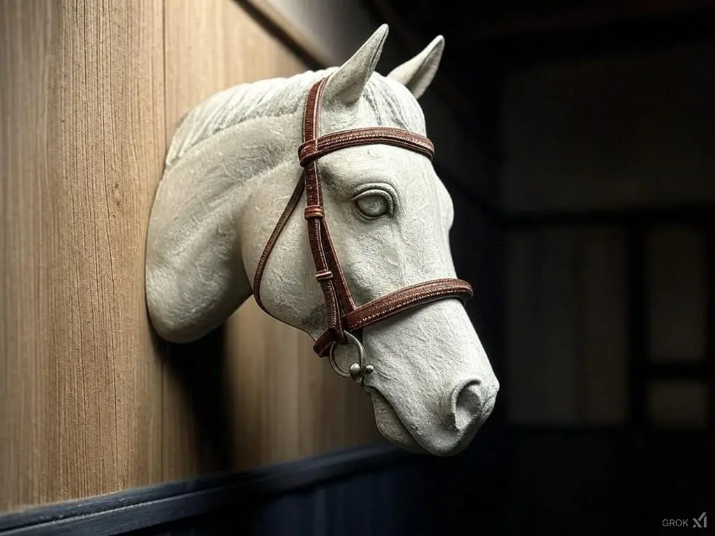 AI image of a plaster horse head