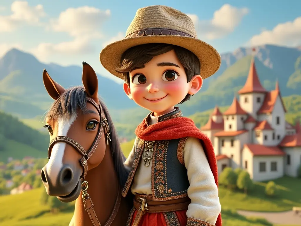 3D character of a boy with a horse