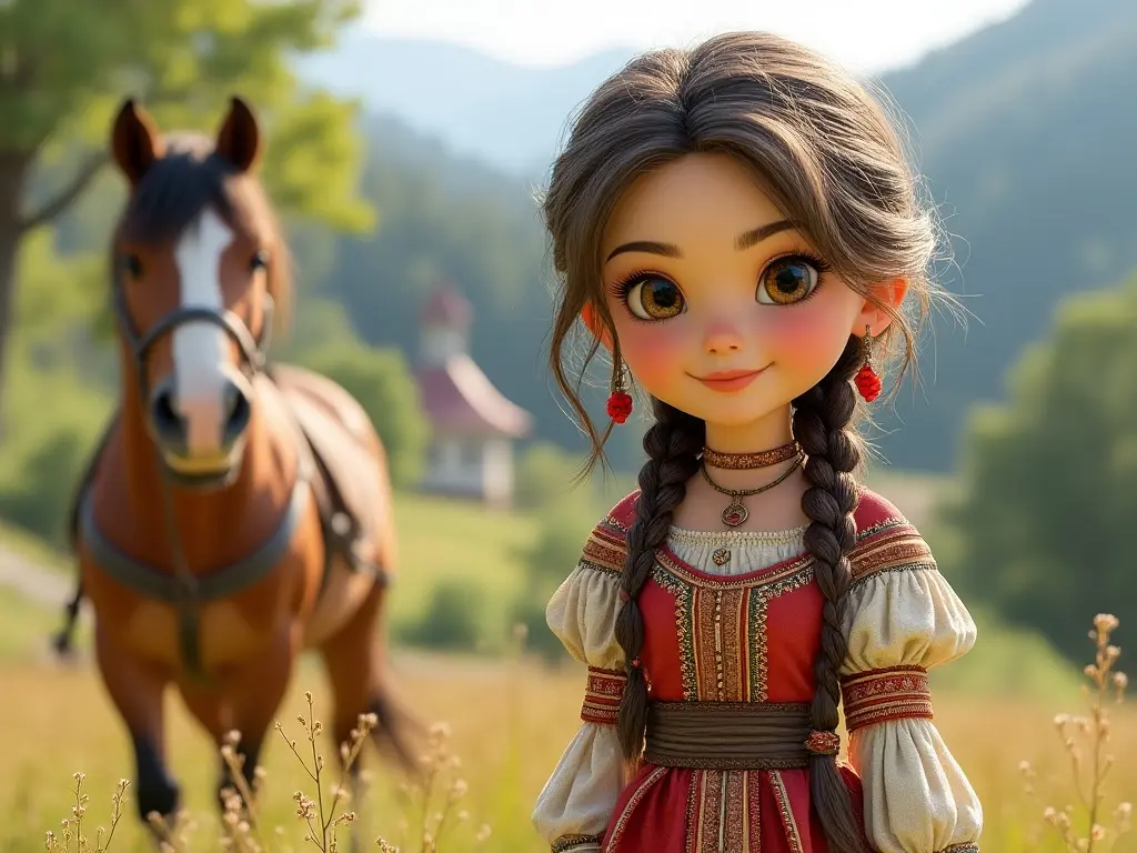 3D character of a girl with a horse