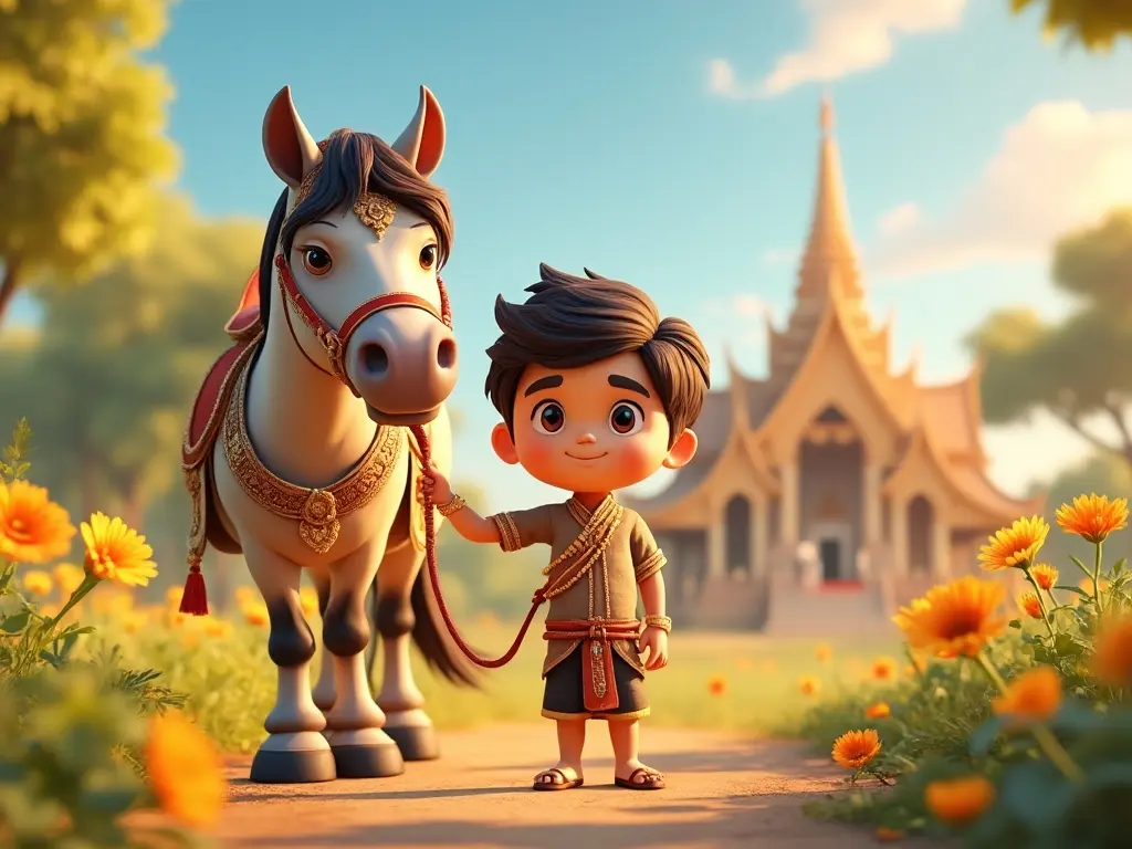 3D character of a boy with a horse