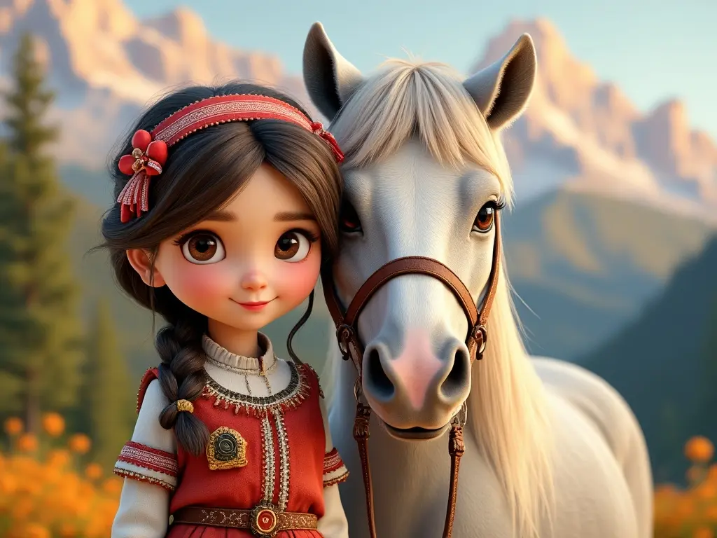 3D character of a girl with a horse