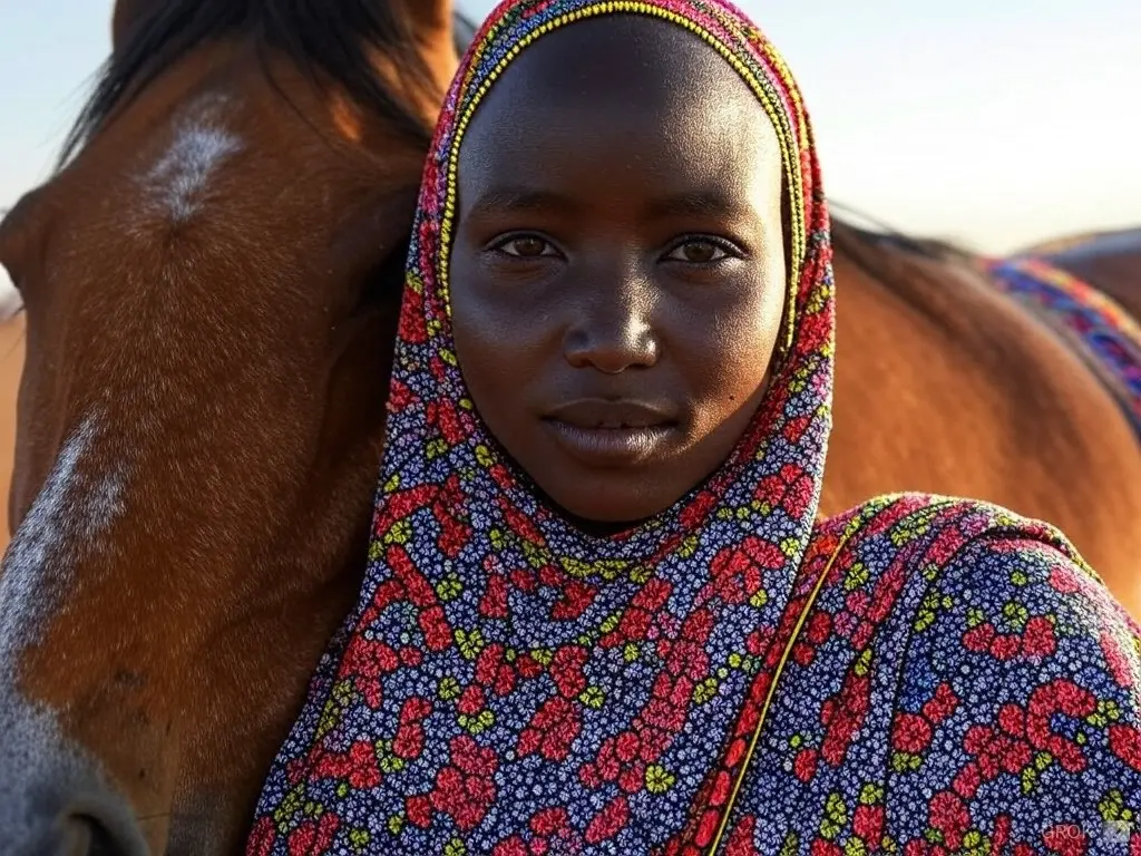 Traditional Chadian woman with a horse