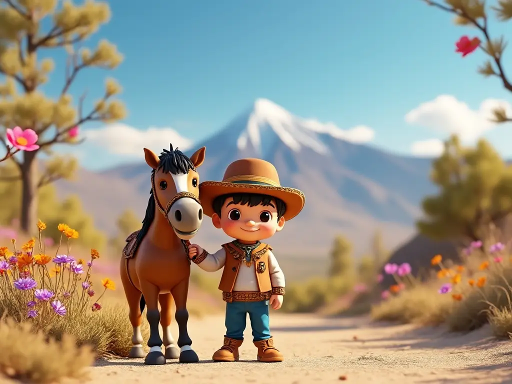 3D character of a boy with a horse