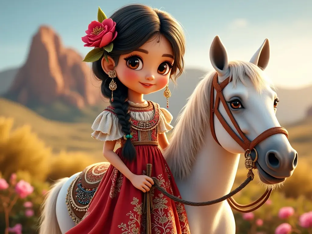 3D character of a girl with a horse