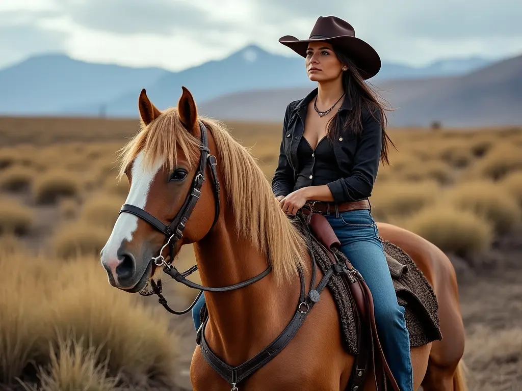 Traditional Chilean woman with a horse