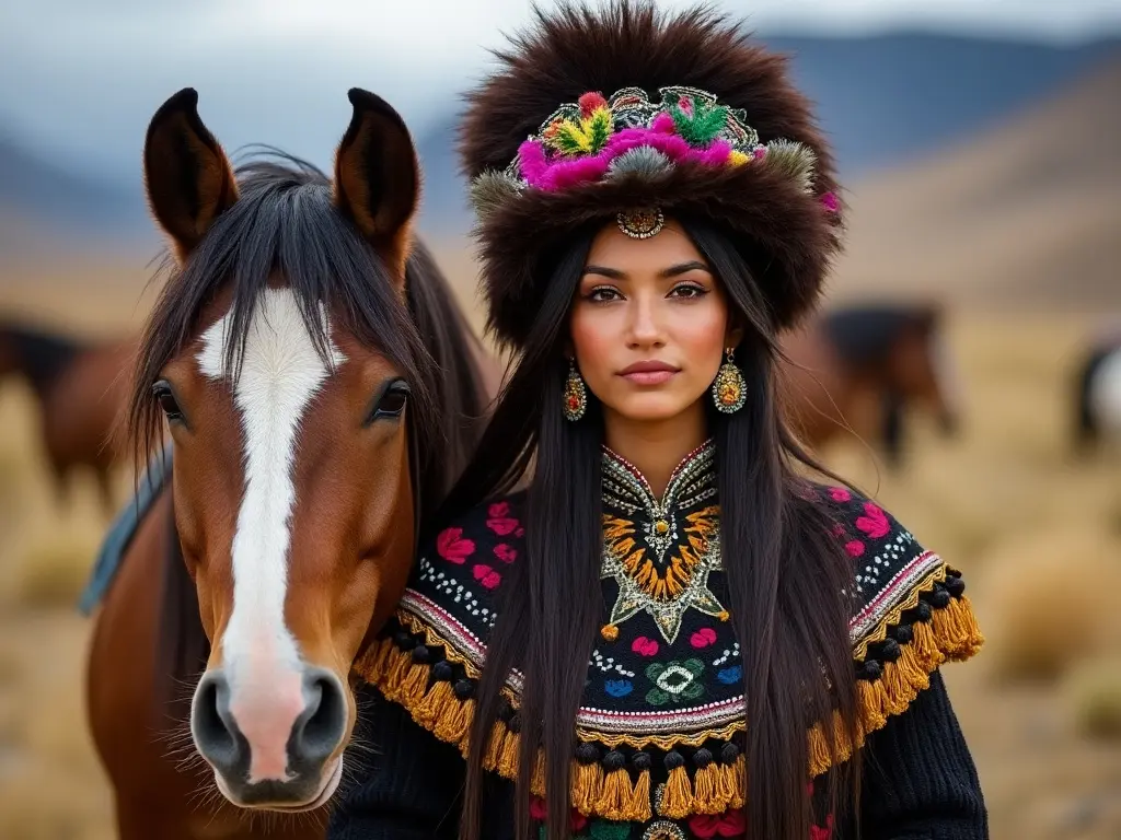 Traditional Chilean woman with a horse