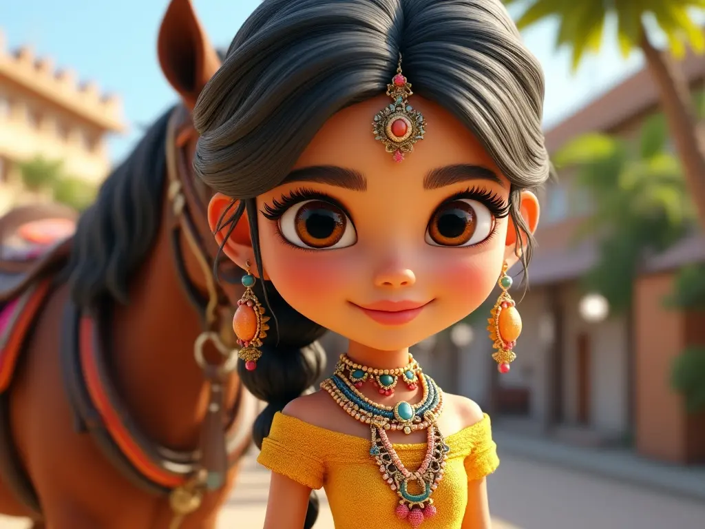 3D character of a girl with a horse