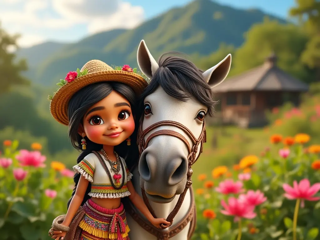 3D character of a girl with a horse