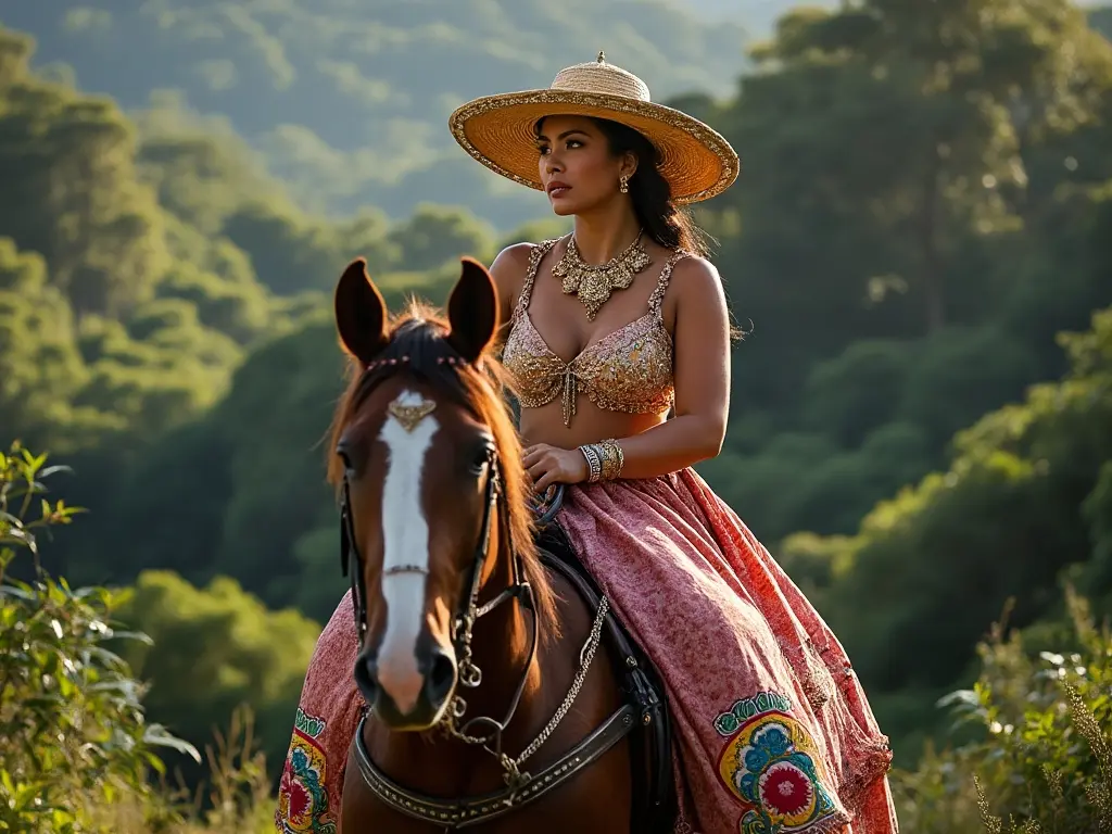 Traditional Costa Rican woman with a horse