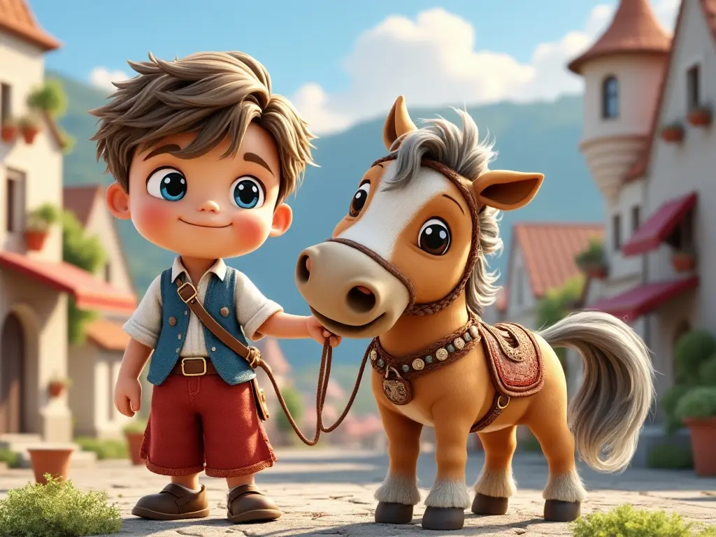 3D character of a boy with a horse