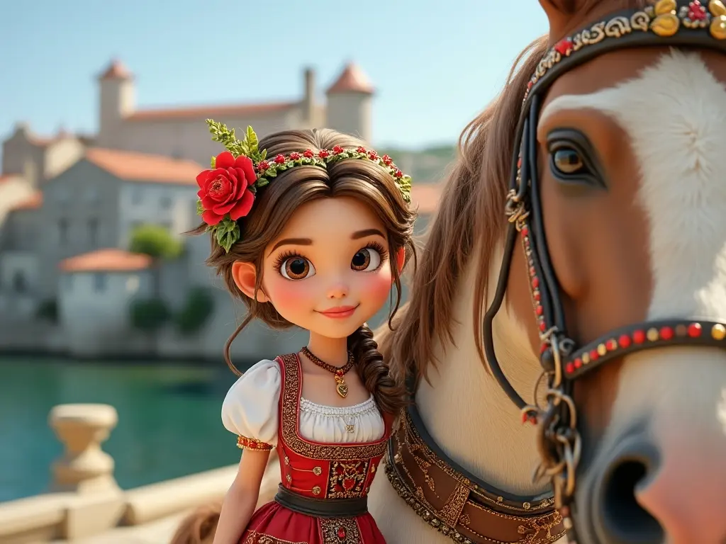 3D character of a girl with a horse