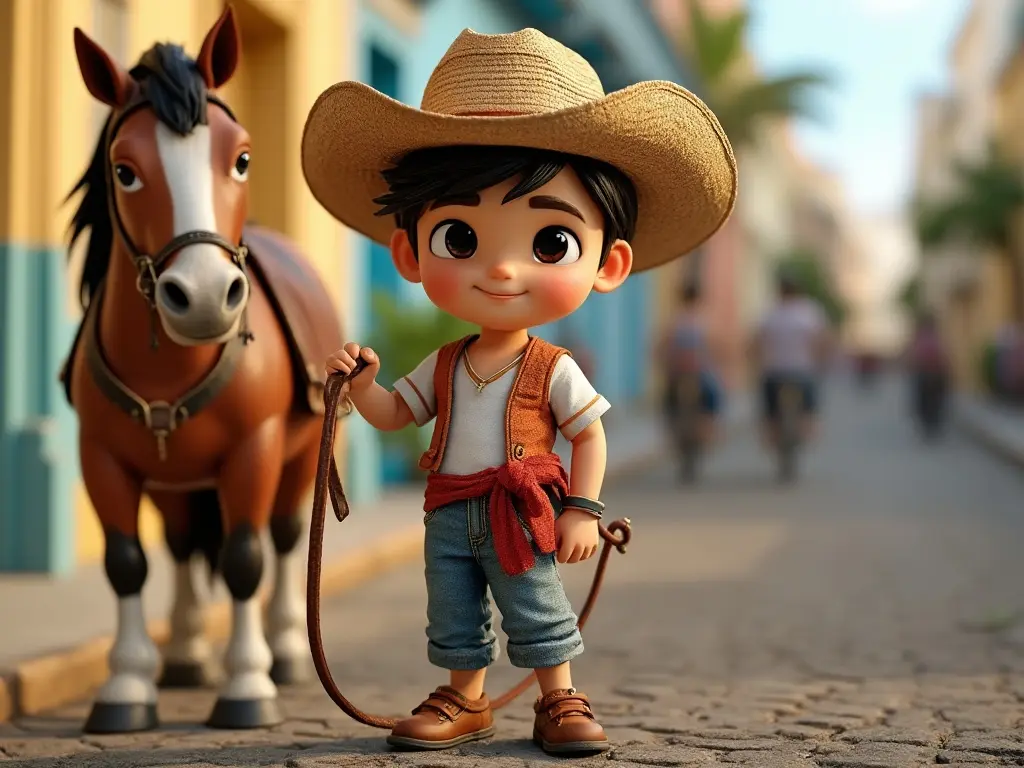 3D character of a boy with a horse