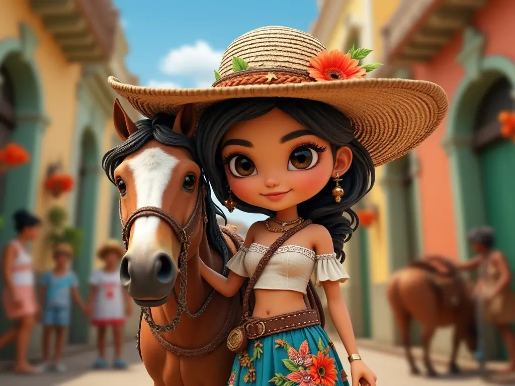 3D character of a girl with a horse