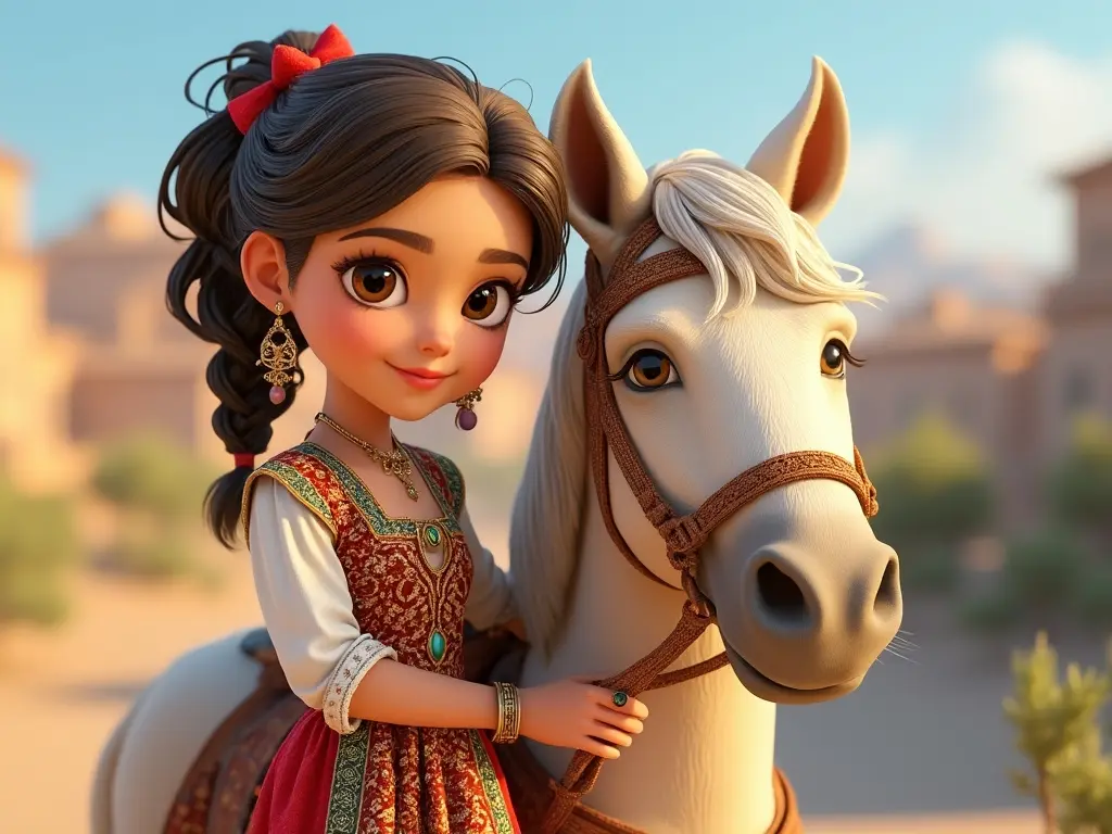 3D character of a girl with a horse