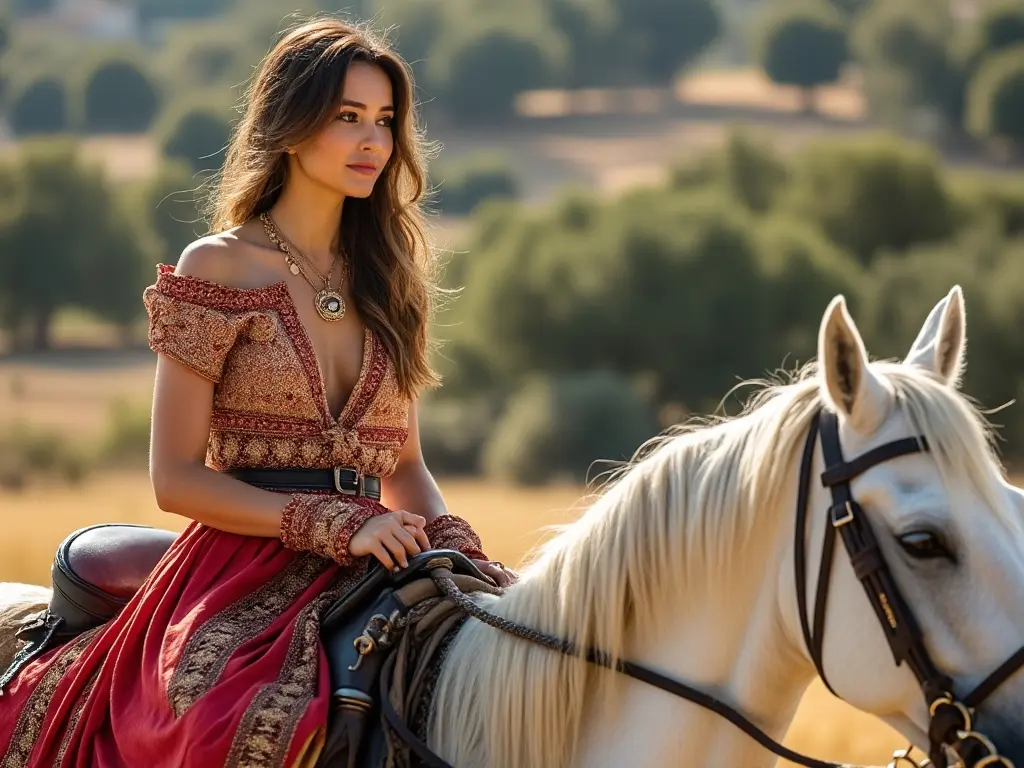 Traditional Cypriot woman with a horse