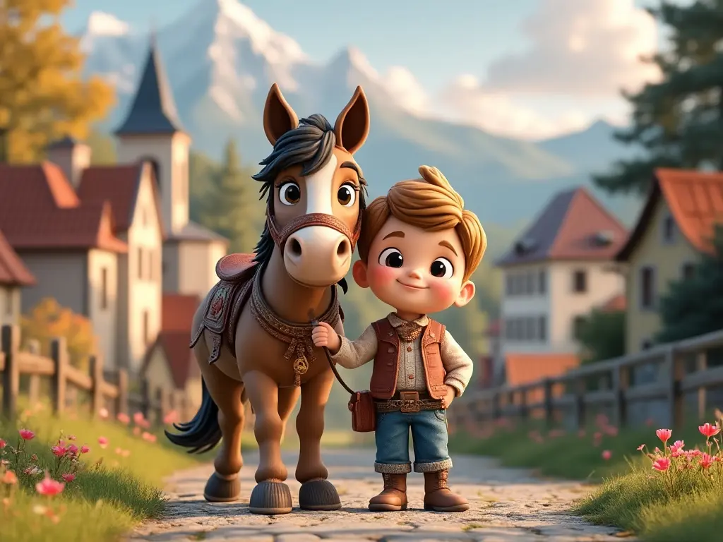 3D character of a boy with a horse