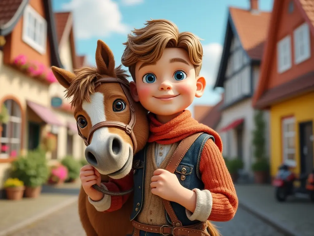 3D character of a boy with a horse