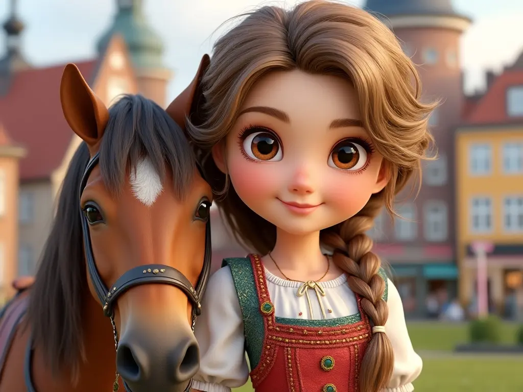 3D character of a girl with a horse